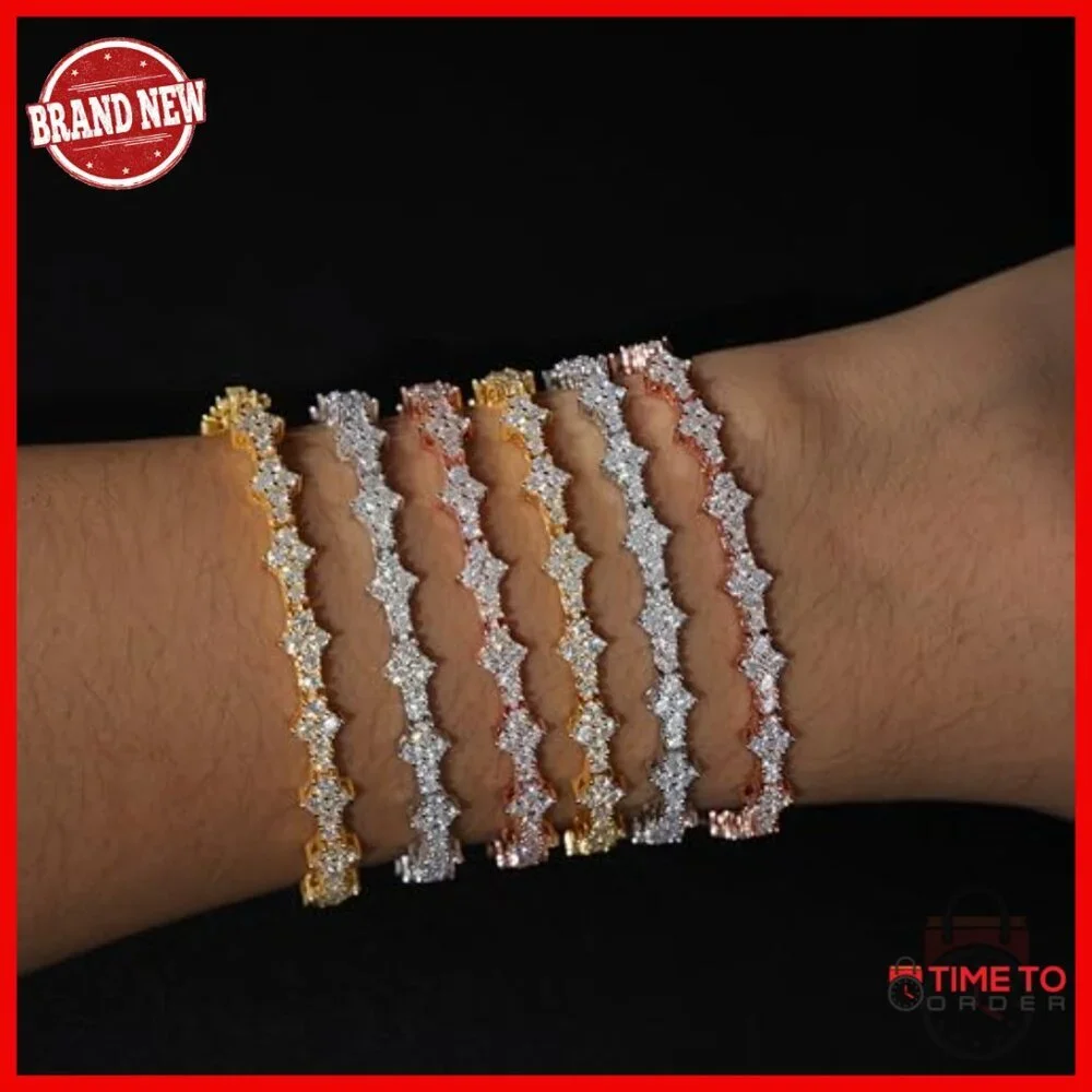 Moissanite Tennis Bracelet 925 Sterling Silver 18K Gold Plated GRA Certificate